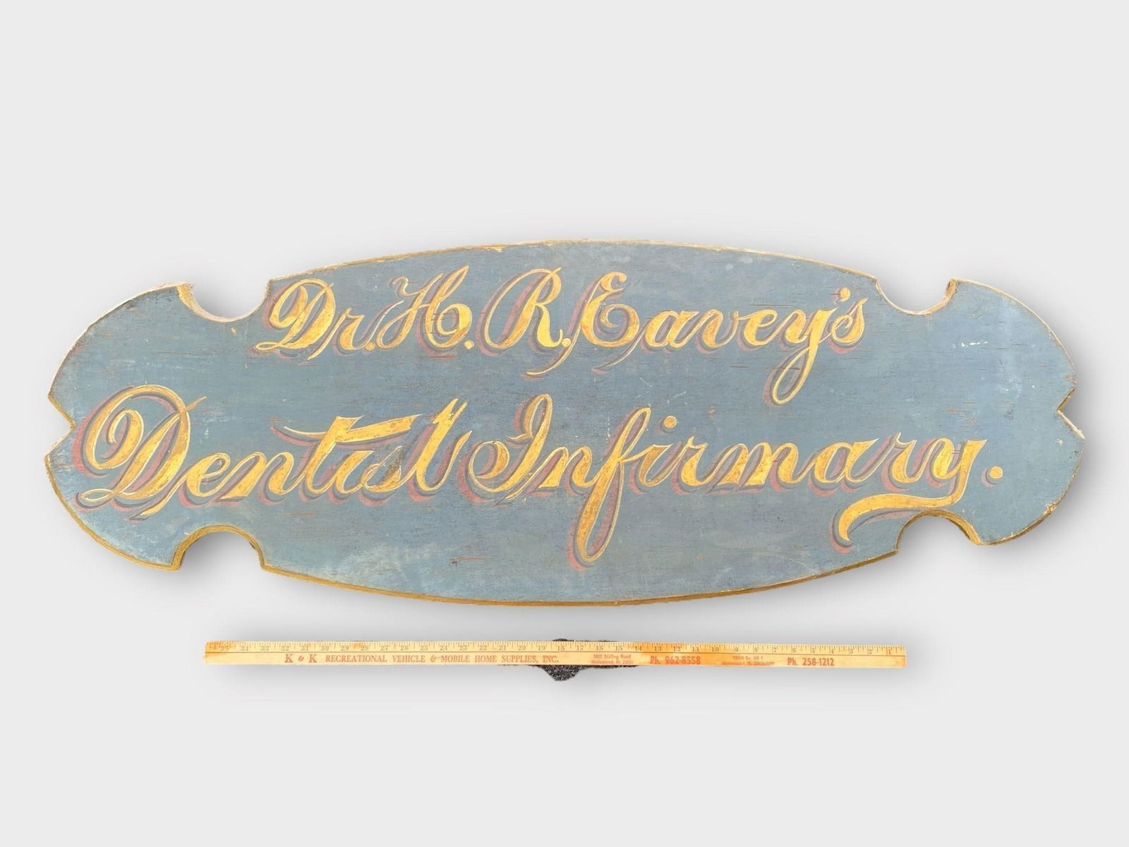 Dr. H.R. Eavey's Dentist Infirmary Wood Sign 54.5" (1 of 3)