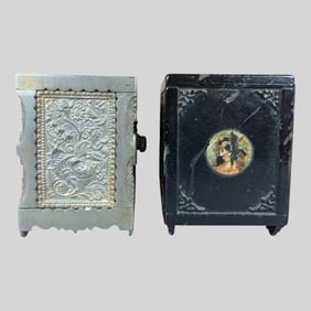Cast Iron Safe Deposit Coin Bank, Lot of 2