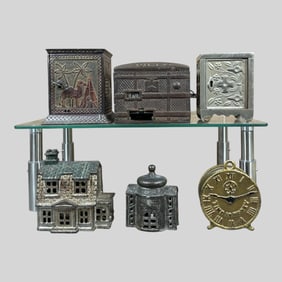 Cast Iron Safe Coin Bank, Lot of 6