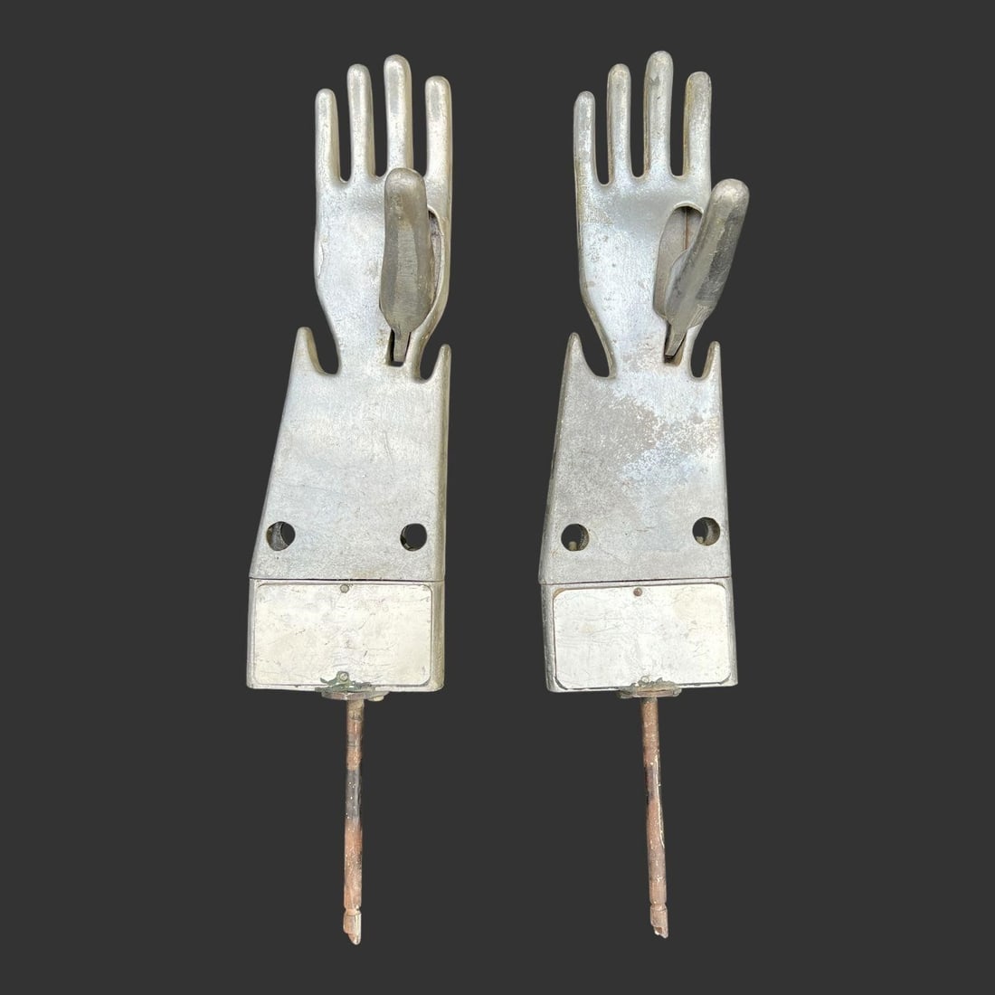 Lot of 2 Oddity Large Metal Right Hands (1 of 6)