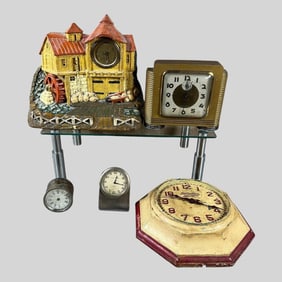 Lot of 5 Vintage Miscellaneous Clocks