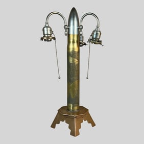 WWII Trench Art Repurposed Artillery Shell Lamp