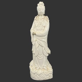 Chinese Blanc De Chine Porcelain Guanyin Figurine