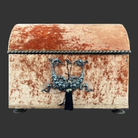 French Orange Velvet Sewing Jewelry Storage Box