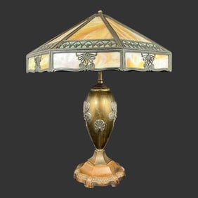 Neoclassical Slag Glass Table Lamp
