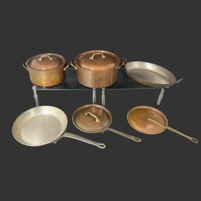 Lot of 6 Copper Paderno French Pots & Pens