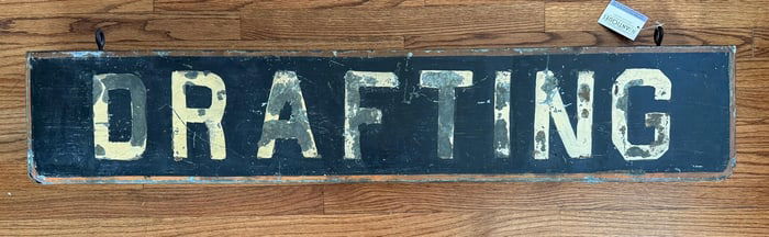 Antique 'Drafting' Large Metal Hanging Sign