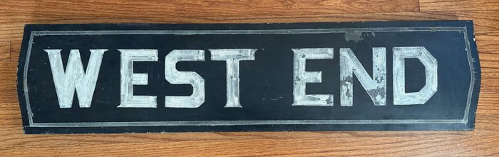 Antique Hand Painted 'West End' Wooden Sign