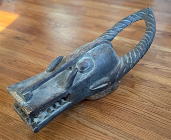 Large Carved Wood African Animal Buffalo Mask