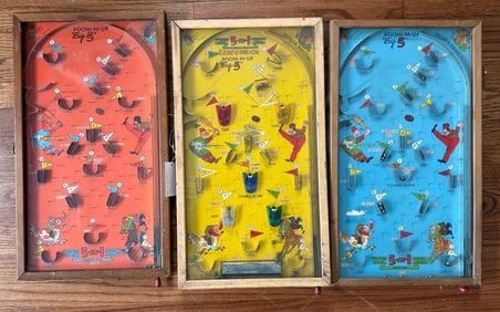 Lot of 3 Poosh-M-UP "Big 5" Pinball Machines