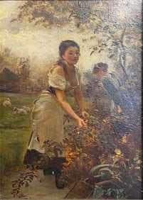 Framed Ellen Grace Parker (19th C.) Oil Painting