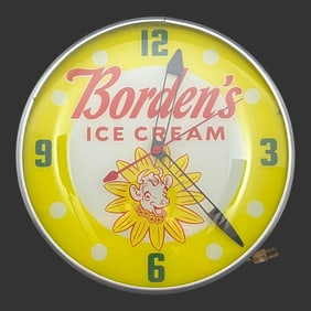 Borden's Dairy Ice Cream Cow Advertising Clock