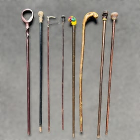 Vintage Lot of 8 Wooden Cane Walking Sticks