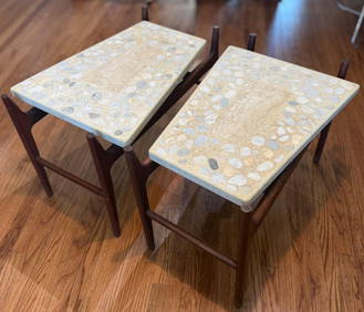 Pair Harvey Probber Style Terrazzo Trapeze Tables (1 of 7)