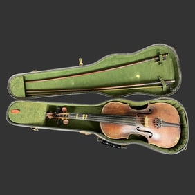 Antique Violin with Hardshell Case & 2 Bows