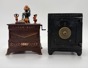 Lot of 2 Cast Iron Mechanical Still Banks