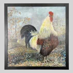 Modern Farm Chicken Rooster Painting On Canvas