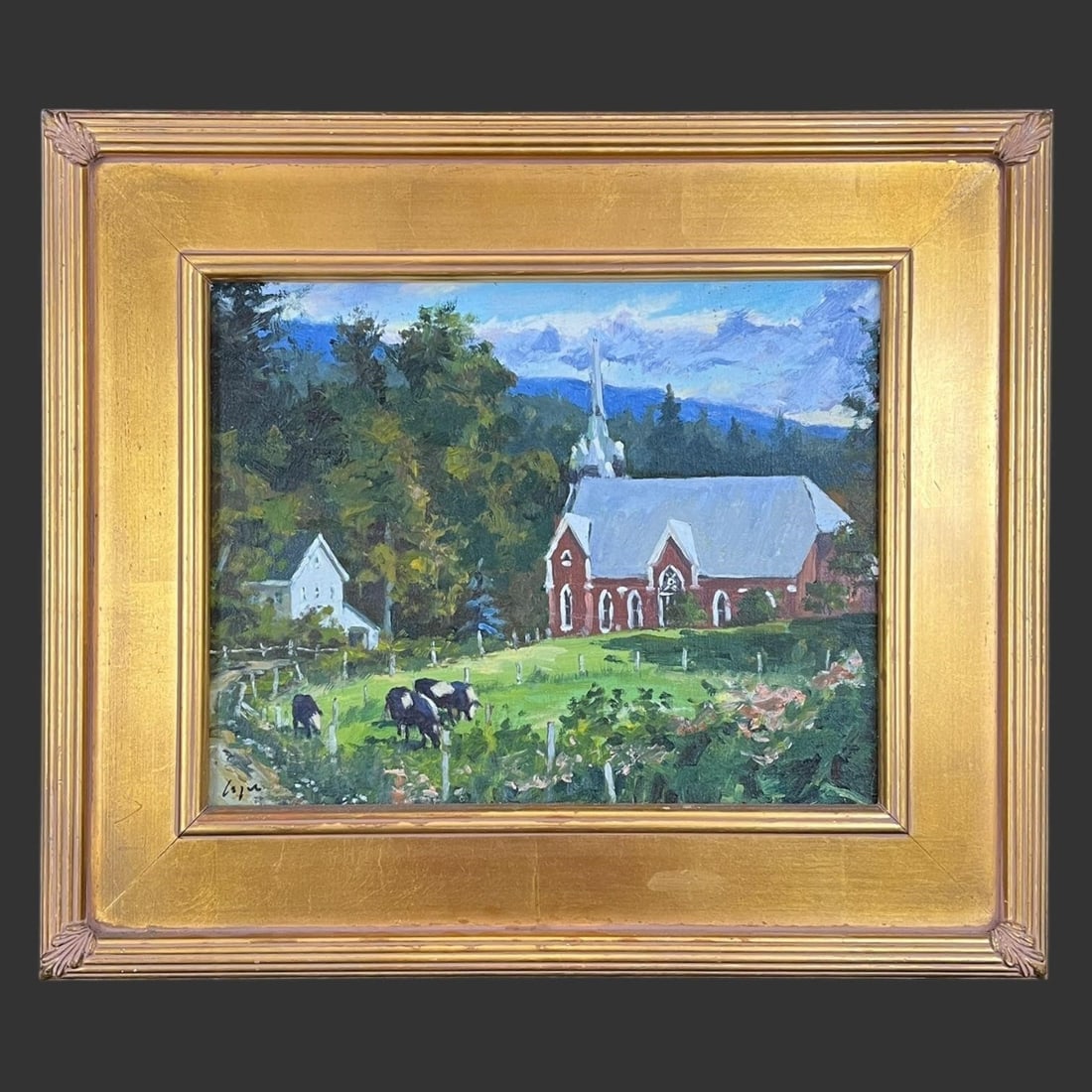 Chris Coyne (Modern) Landscape Farm Cow Painting (1 of 5)