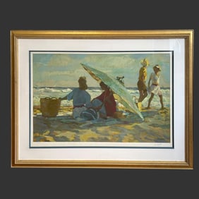 Don Hatfield (20th. C) Ocean Beach Serigraph