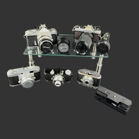 Vintage Lot of 5 Film Cameras & 2 Lenses