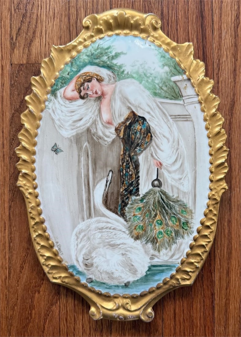 French Gilt Porcelain Hand Painted Plaque (1 of 5)