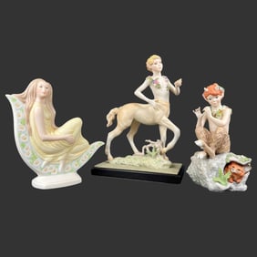 Lot of 3 Bisque Porcelain Figurines
