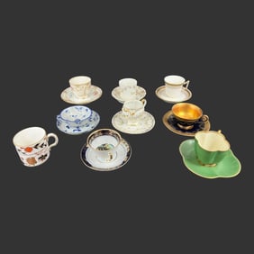 Vintage Lot of 9 Porcelain Cup & Saucers
