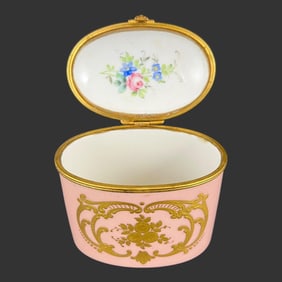 Sevres France Porcelain Gilt Trinket Box