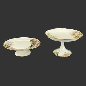 Lot of 2 CH Pillivuyt & Co Paris Pedestal Dishes