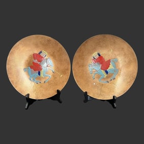 Pair of Enamel on Copper Plates by Lily Alexander