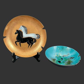 Lot of 2 Enamel on Copper Pieces