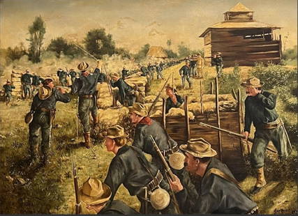Max Korder (USA,19thC) Oil Painting On Canvas: Max Korder (USA / German, 1869-1950). Illegibly signed on the bottom left corner, appears to be 'M. Korder.' On the right side, it is marked 'Hartford, Conn.' This painting depicts Theodore Roosevelt'