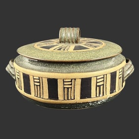 'Gold' Lidded Earthenware Pottery Bowl