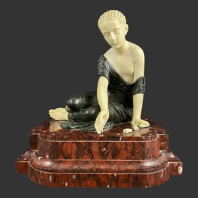 Ancient Girl w/ Knucklebone Dice Sculpture