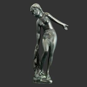 Unsigned Nude Women Girl Sculpture