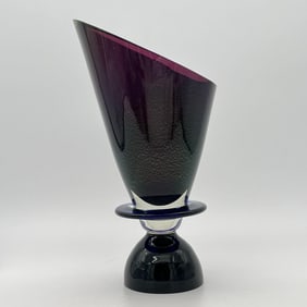 Vintage Signed Geometric Modern Art Glass Vase
