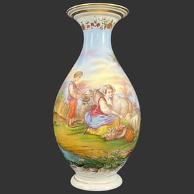 Hand Painted Porcelain Gilt Floral Vase