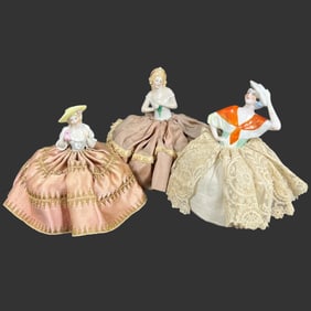 Lot of 3 Porcelain Half-Doll Lady Pin Cushions