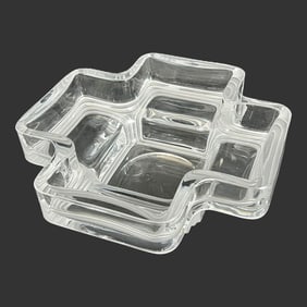 Daum France Clear Glass Modernist Bowl
