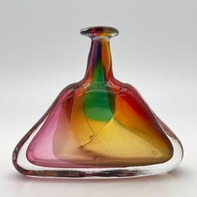 Modern Multicolor Art Glass Bottle Vase