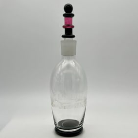 Vintage Signed Modern 1989 Art Glass Decanter
