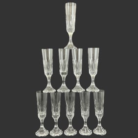 10 Baccarat France Crystal Champagne Flutes