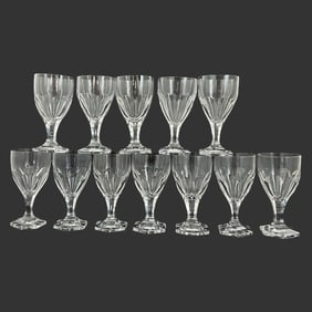 Lot of 12 Signed Clear Glass Wine Goblets