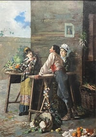 Illegibly Signed Oil Painting on Canvas