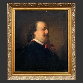 Framed Male Portrait Oil Painting on Wood