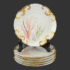 Lot of 6 Unsigned Flower Pattern Porcelain Plates