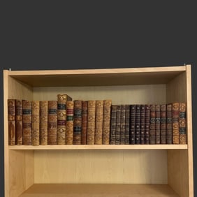 Lot of 27 Antique Assorted Leather Bound Hardcover Books