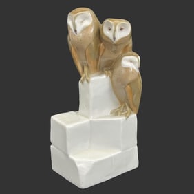 Meissen 'Three Barn Owls' Porcelain Figurine