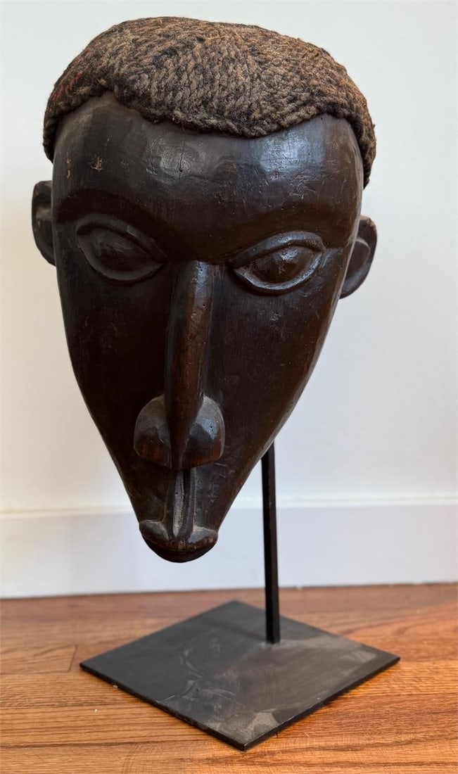 Carved Wooden African Face Mask on Stand (1 of 6)