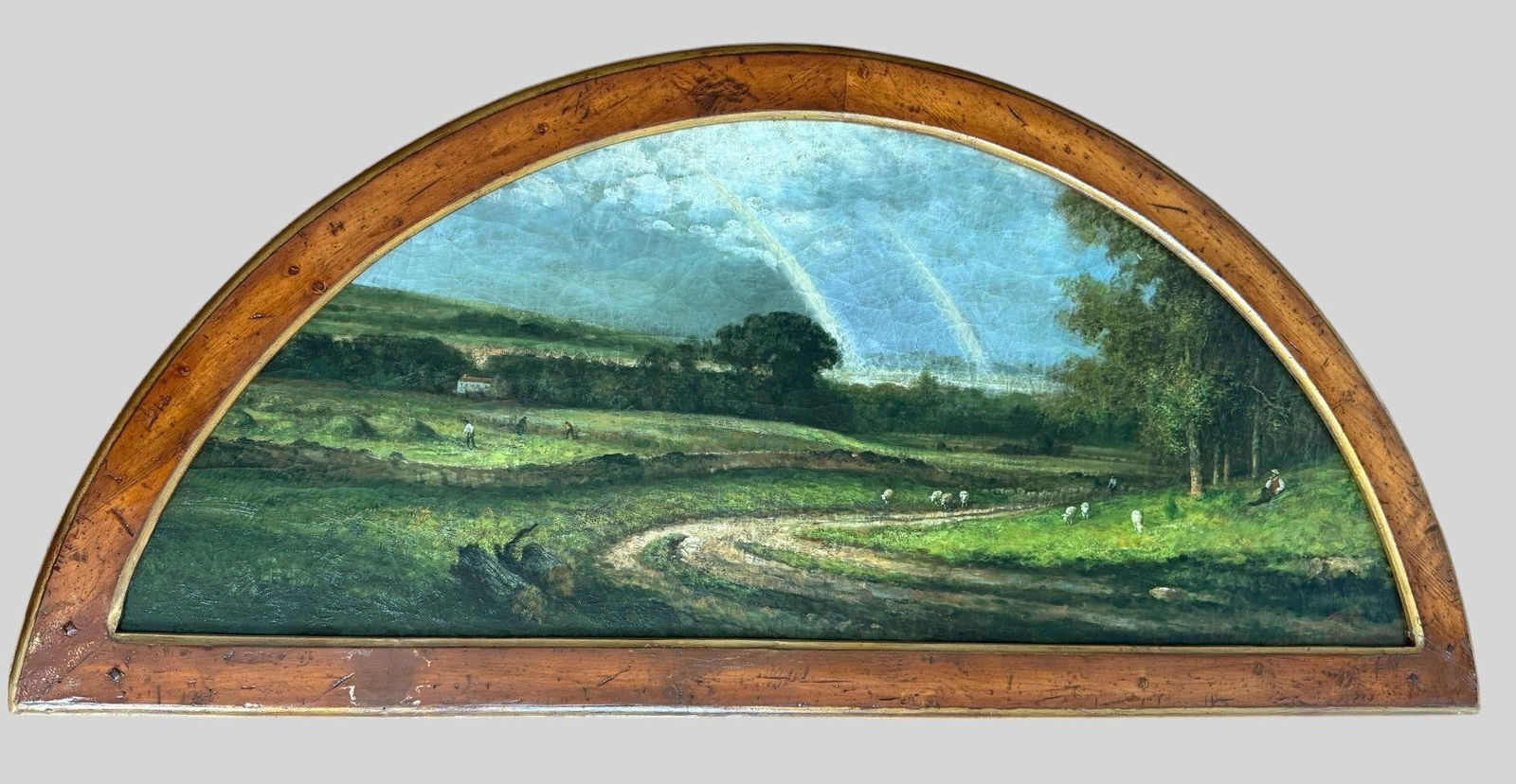 19th c. Half Circle Arched Large Oil on Canvas (1 of 6)